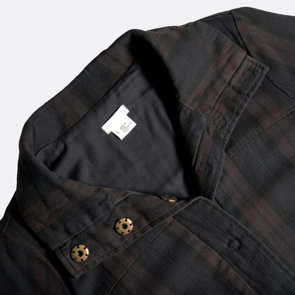 Urban Outfitters Plaid Funnel Neck Utility Jacket Navy Purple Plus 1X XL Grunge - Picture 4 of 9